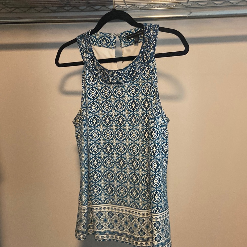 WHBM blue and white pattern size L